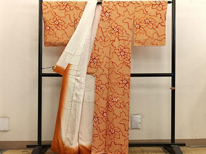 平和屋着物■上質な小紋　総絞り　草花文　正絹　逸品　BAAY0697mz
