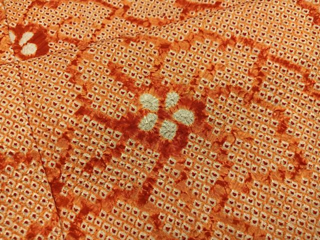 平和屋着物■上質な小紋　総絞り　草花文　正絹　逸品　BAAY0697mz