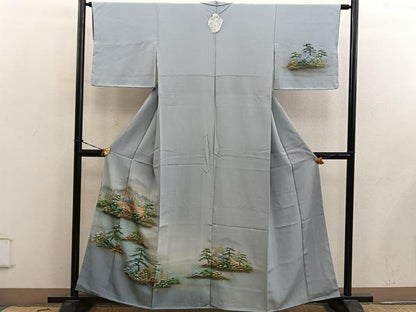 平和屋着物■訪問着　風景文　暈し染め　金彩　正絹　逸品　未使用　BAAY0698mz