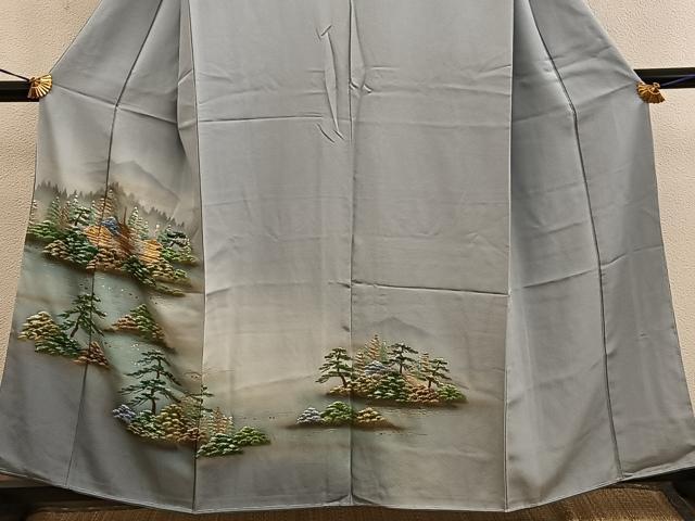 平和屋着物■訪問着　風景文　暈し染め　金彩　正絹　逸品　未使用　BAAY0698mz