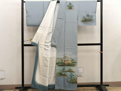 平和屋着物■訪問着　風景文　暈し染め　金彩　正絹　逸品　未使用　BAAY0698mz