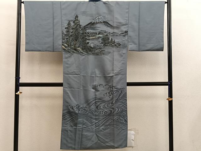 平和屋着物■男性　長襦袢　無双仕立て　樹林風景文　金彩　洗える着物　BAAY0699mz