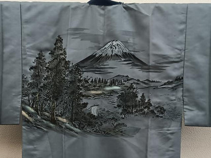平和屋着物■男性　長襦袢　無双仕立て　樹林風景文　金彩　洗える着物　BAAY0699mz