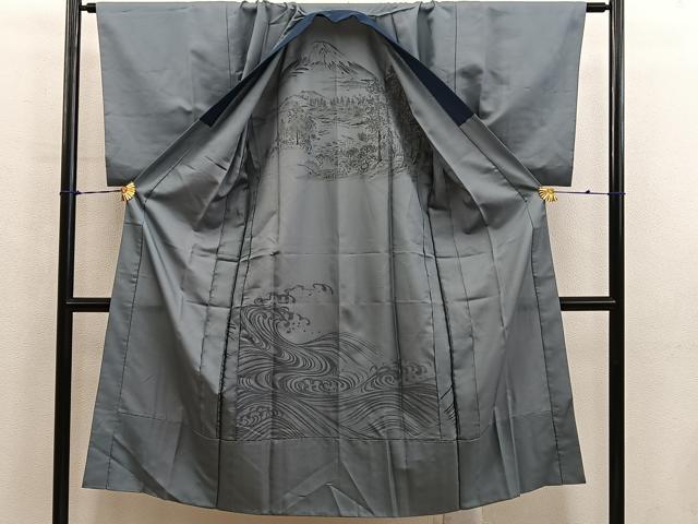 平和屋着物■男性　長襦袢　無双仕立て　樹林風景文　金彩　洗える着物　BAAY0699mz