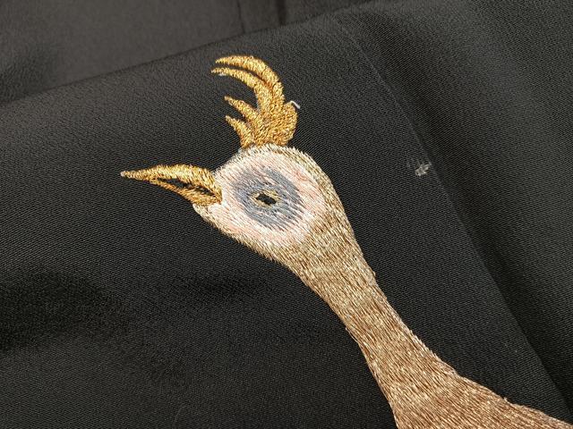 平和屋着物■豪華黒留袖　刺繍　鳳凰　金銀糸　正絹　逸品　BAAY0700mz