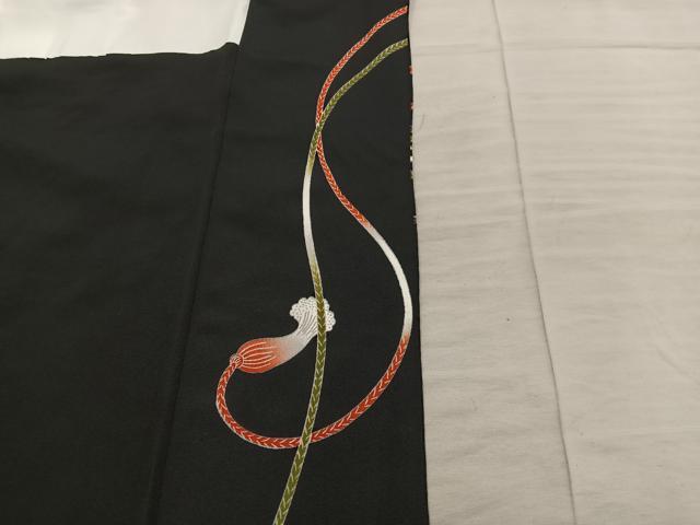 平和屋着物■豪華黒留袖　刺繍　鳳凰　金銀糸　正絹　逸品　BAAY0700mz