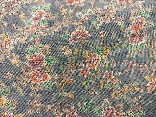 平和屋着物■上質な小紋　更紗花文　正絹　逸品　BAAY0701mz