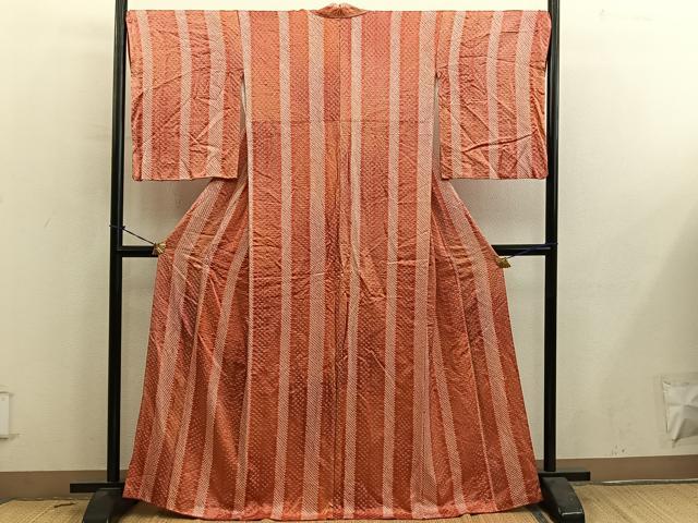 平和屋着物■上質な小紋　総絞り　間道　正絹　逸品　BAAY0702mz