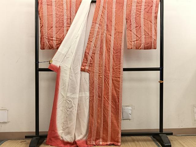 平和屋着物■上質な小紋　総絞り　間道　正絹　逸品　BAAY0702mz