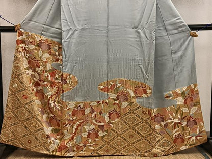平和屋着物■豪華色留袖　駒刺繍　鳳凰花文　金彩　正絹　逸品　BAAY0704mz