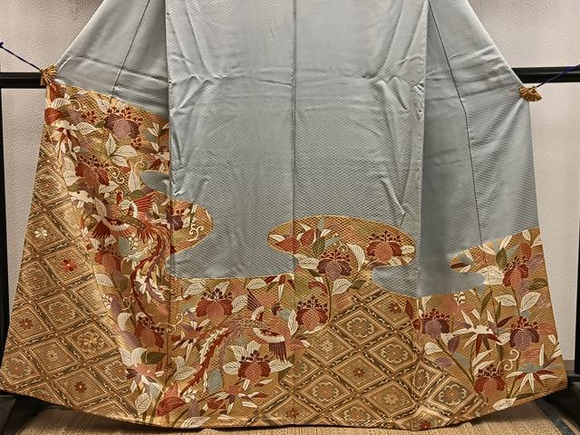 平和屋着物■豪華色留袖　駒刺繍　鳳凰花文　金彩　正絹　逸品　BAAY0704mz
