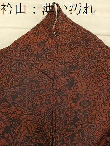 平和屋着物■上質な小紋　型染め　更紗花文　正絹　逸品　BAAY0705mz