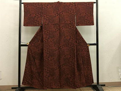 平和屋着物■上質な小紋　型染め　更紗花文　正絹　逸品　BAAY0705mz