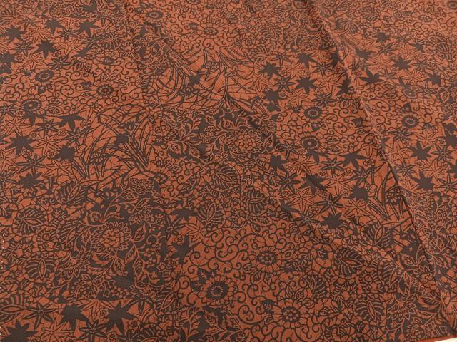 平和屋着物■上質な小紋　型染め　更紗花文　正絹　逸品　BAAY0705mz
