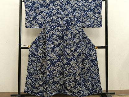平和屋着物■上質な小紋　梅花文　鬼しぼ縮緬　正絹　逸品　BAAY0707mz