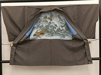 平和屋着物■男性　紬　アンサンブル　100亀甲　総詰め　正絹　逸品　未使用　BAAY0708mz