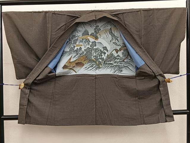 平和屋着物■男性　紬　アンサンブル　100亀甲　総詰め　正絹　逸品　未使用　BAAY0708mz