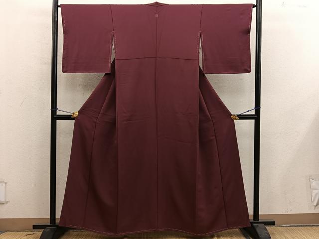 平和屋着物■上質な色無地　海老茶色　正絹　逸品　BAAY0710mz