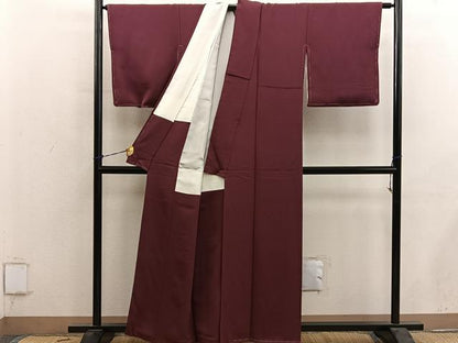 平和屋着物■上質な色無地　海老茶色　正絹　逸品　BAAY0710mz