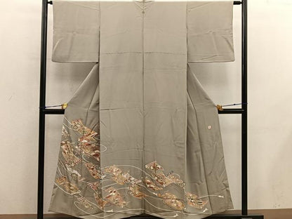 平和屋着物■豪華色留袖　作家物　駒刺繍　渡り橋花絵巻　金彩　正絹　逸品　BAAY0714mz
