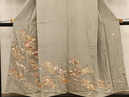 平和屋着物■豪華色留袖　作家物　駒刺繍　渡り橋花絵巻　金彩　正絹　逸品　BAAY0714mz