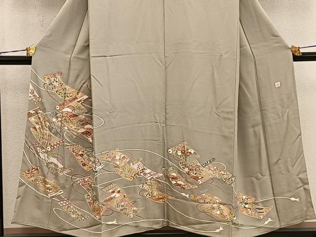 平和屋着物■豪華色留袖　作家物　駒刺繍　渡り橋花絵巻　金彩　正絹　逸品　BAAY0714mz
