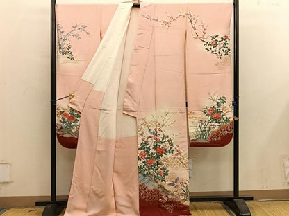 平和屋着物■豪華振袖　花鳥文　暈し染め　金彩　正絹　逸品　BAAY0715mz