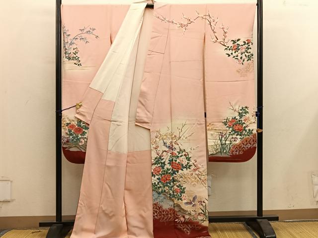平和屋着物■豪華振袖　花鳥文　暈し染め　金彩　正絹　逸品　BAAY0715mz