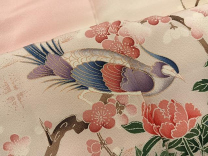 平和屋着物■豪華振袖　花鳥文　暈し染め　金彩　正絹　逸品　BAAY0715mz