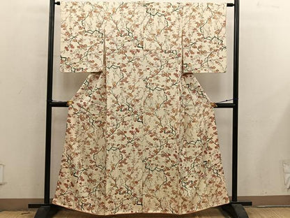 平和屋着物■上質な小紋　枝梅文　正絹　逸品　BAAY0716mz