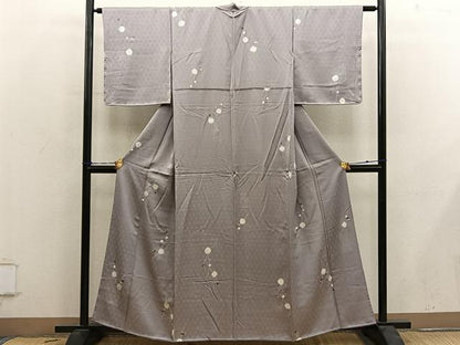 平和屋着物■上質な小紋　枝花文　正絹　逸品　BAAY0720mz