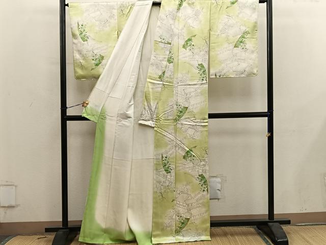 平和屋着物■上質な小紋　風景花文　暈し染め　正絹　逸品　BAAY0721mz