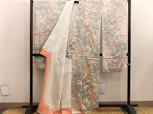 平和屋着物■豪華振袖　椿花文　暈し染め　金彩　正絹　逸品　BAAY0724mz