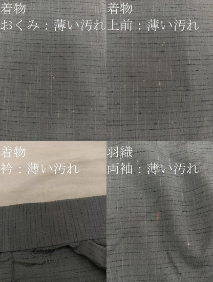 平和屋着物■男性　紬　アンサンブル　藍媚茶色　正絹　逸品　BAAY0727mz