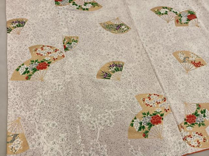 平和屋着物■上質な小紋　扇面花文　金彩　正絹　逸品　BAAY0730mz