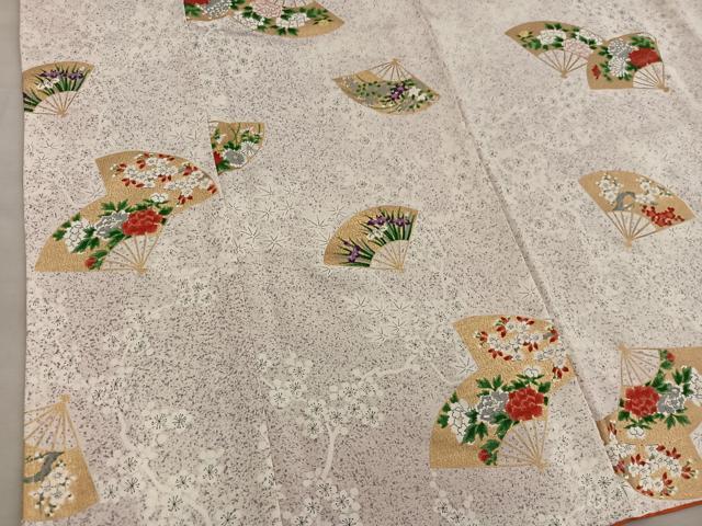 平和屋着物■上質な小紋　扇面花文　金彩　正絹　逸品　BAAY0730mz