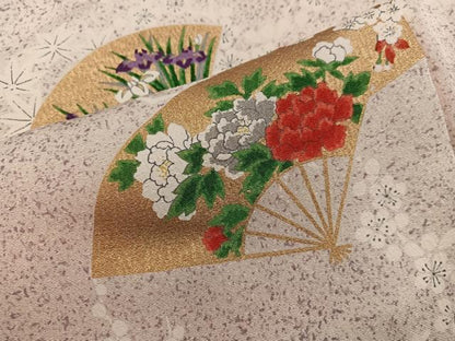 平和屋着物■上質な小紋　扇面花文　金彩　正絹　逸品　BAAY0730mz