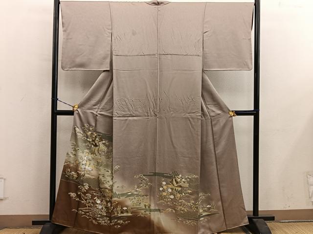 平和屋着物■訪問着　風景花文　暈し染め　金彩　正絹　逸品　BAAY0734mz