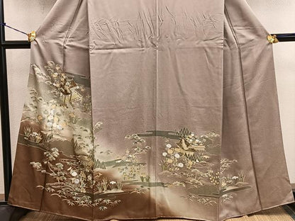 平和屋着物■訪問着　風景花文　暈し染め　金彩　正絹　逸品　BAAY0734mz