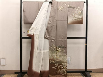 平和屋着物■訪問着　風景花文　暈し染め　金彩　正絹　逸品　BAAY0734mz