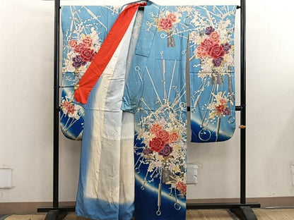 平和屋着物■豪華振袖　薔薇　暈し染め　正絹　逸品　BAAY0738mz