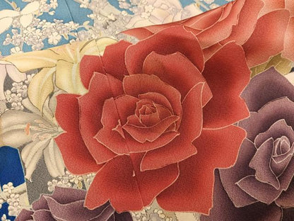 平和屋着物■豪華振袖　薔薇　暈し染め　正絹　逸品　BAAY0738mz