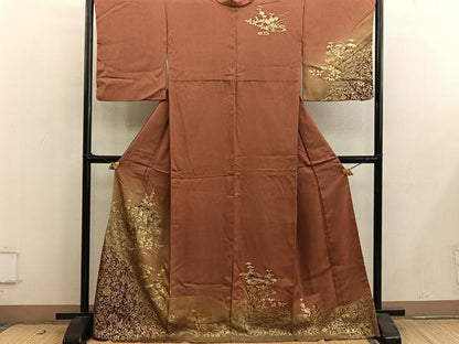 平和屋着物●訪問着　扇面御所車花文　暈し染め　金彩　正絹　逸品　BAAY0739mz