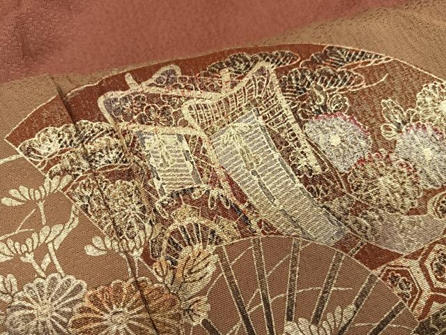 平和屋着物●訪問着　扇面御所車花文　暈し染め　金彩　正絹　逸品　BAAY0739mz