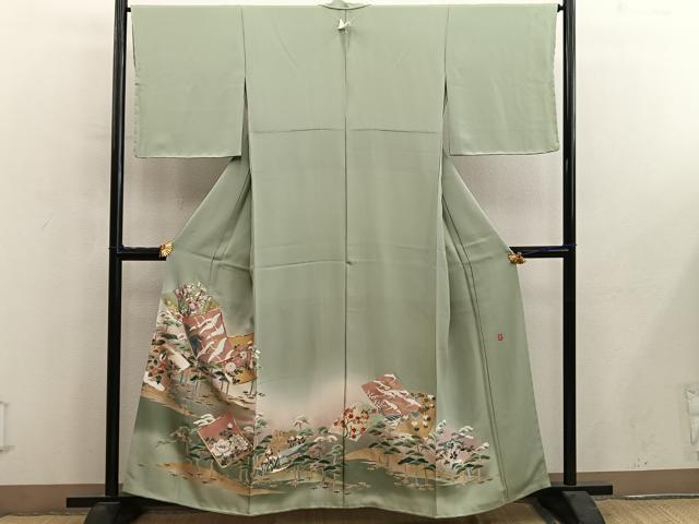 平和屋着物■豪華色留袖　駒刺繍　絞り　色紙重ね飛鶴花文　暈し染め　金彩　正絹　逸品　未使用　BAAY0740mz
