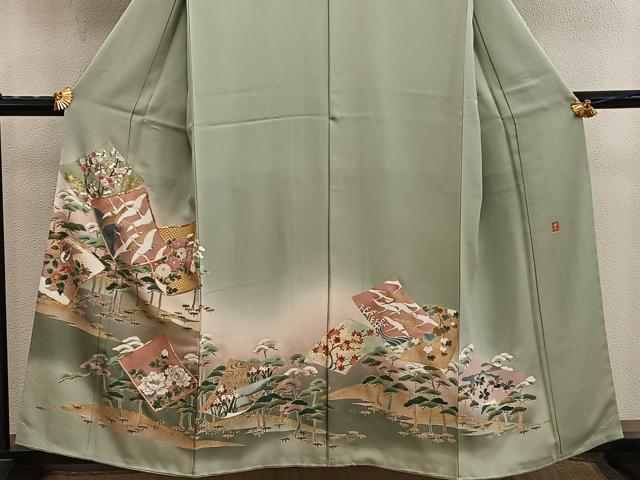平和屋着物■豪華色留袖　駒刺繍　絞り　色紙重ね飛鶴花文　暈し染め　金彩　正絹　逸品　未使用　BAAY0740mz