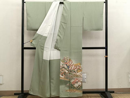 平和屋着物■豪華色留袖　駒刺繍　絞り　色紙重ね飛鶴花文　暈し染め　金彩　正絹　逸品　未使用　BAAY0740mz