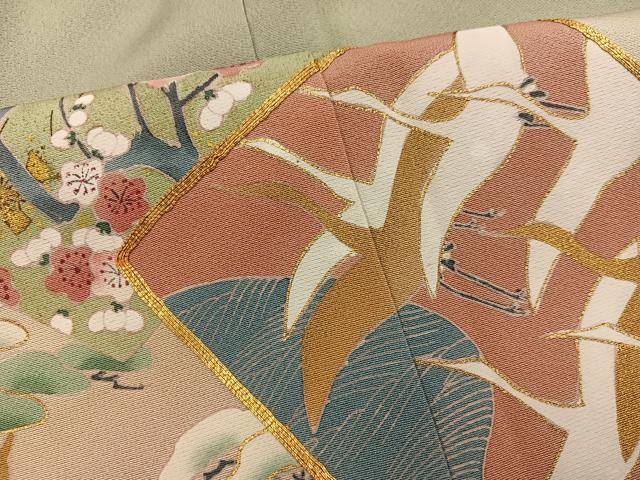 平和屋着物■豪華色留袖　駒刺繍　絞り　色紙重ね飛鶴花文　暈し染め　金彩　正絹　逸品　未使用　BAAY0740mz