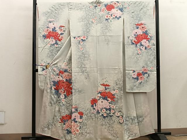 平和屋着物■豪華振袖　刺繍　草花文　　暈し染め　正絹　逸品　BAAY0741mz