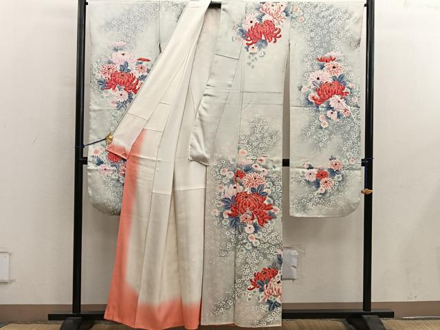 平和屋着物■豪華振袖　刺繍　草花文　　暈し染め　正絹　逸品　BAAY0741mz